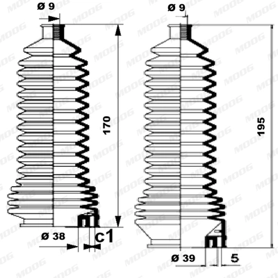 Jeu de joints-soufflets, direction MOOG K150138