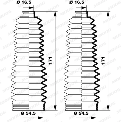Jeu de joints-soufflets, direction MOOG K150239