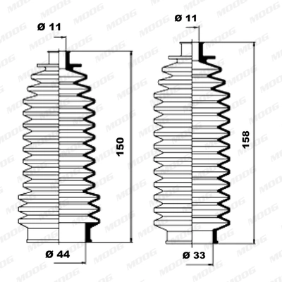 Jeu de joints-soufflets, direction MOOG K150036