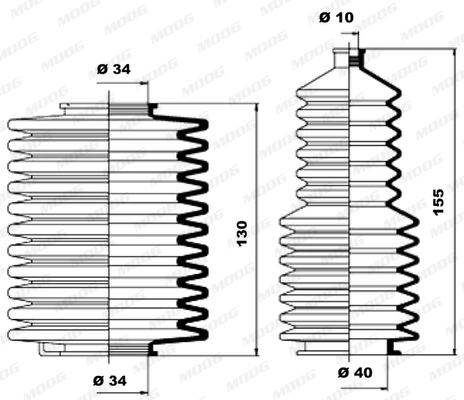 Jeu de joints-soufflets, direction MOOG K150004