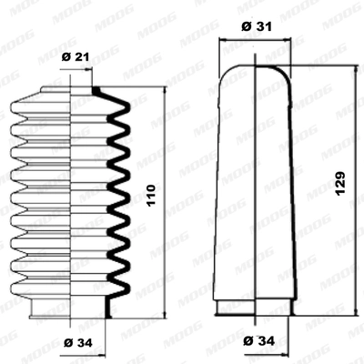 Jeu de joints-soufflets, direction MOOG K150007