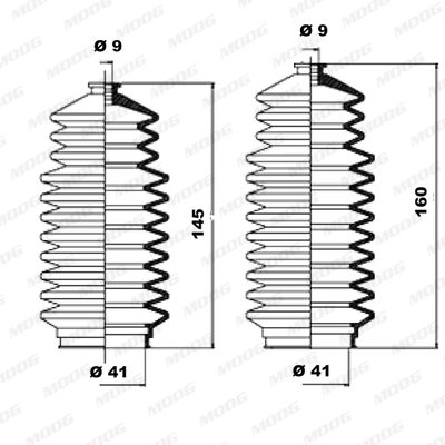 Jeu de joints-soufflets, direction MOOG K150097