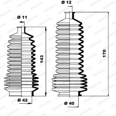 Jeu de joints-soufflets, direction MOOG K150157