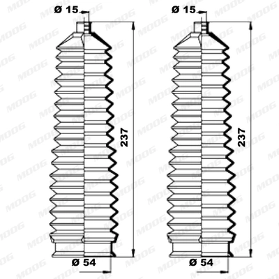 Jeu de joints-soufflets, direction MOOG K150204