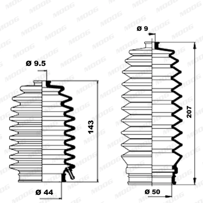 Jeu de joints-soufflets, direction MOOG K150113