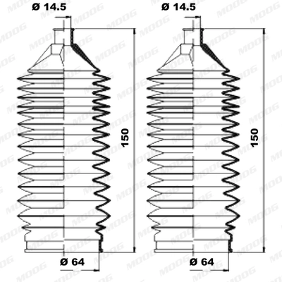Jeu de joints-soufflets, direction MOOG K150227