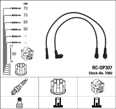 Kit de câbles d'allumage NGK 7080