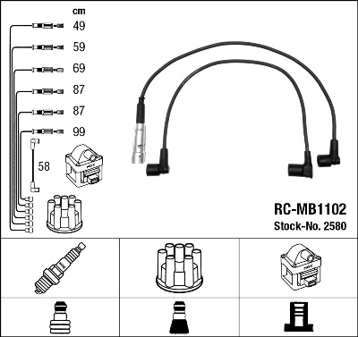 Kit de câbles d'allumage NGK 2580