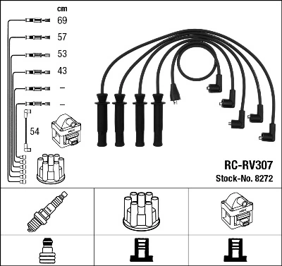 Kit de câbles d'allumage NGK 8272