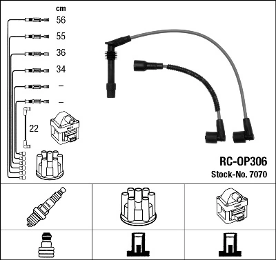 Kit de câbles d'allumage NGK 7070