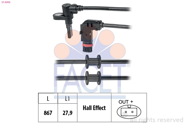 Capteur, vitesse de roue FACET 21.0202