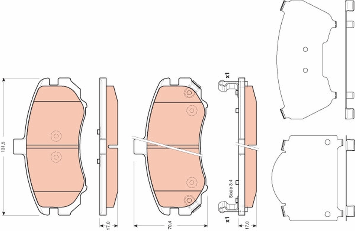 Kit de plaquettes de frein, frein à disque TRW GDB3431