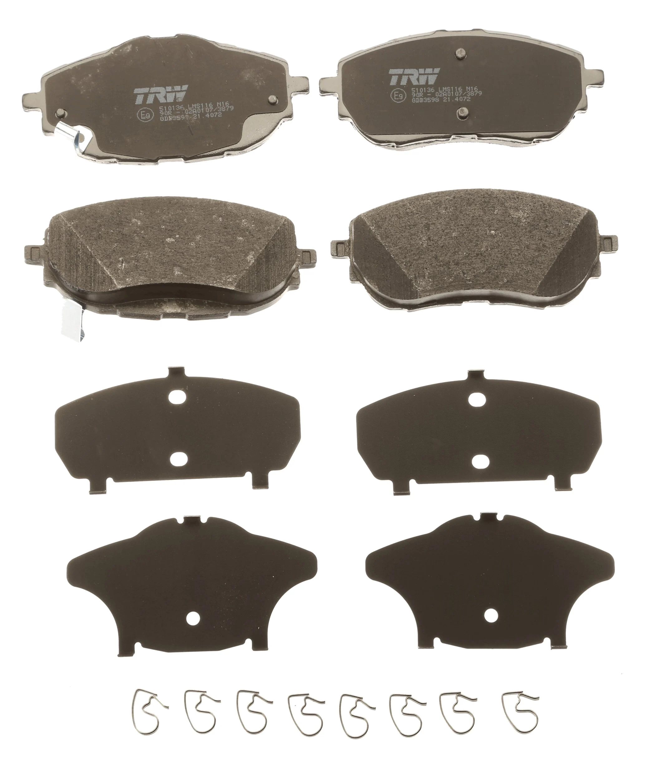 TRW GDB3598 — Колодка гальм. диск. TOYOTA AURIS 1.3-2.0 2012-, COROLLA 1.33-1.8 2013 - передн. (вир-во TRW)
