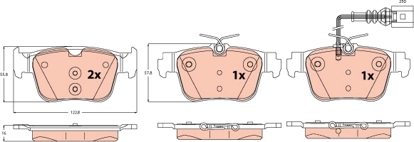 Kit de plaquettes de frein, frein à disque TRW GDB2593