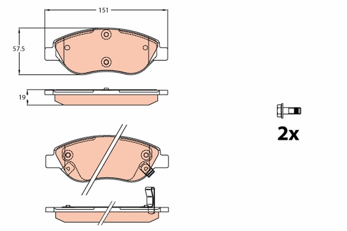 Kit de plaquettes de frein, frein à disque TRW GDB2228