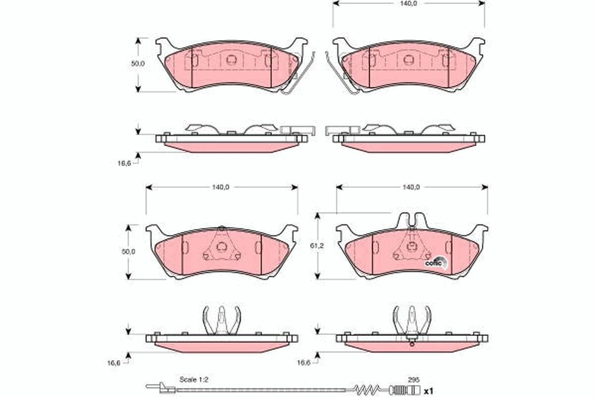 Kit de plaquettes de frein, frein à disque TRW GDB1456