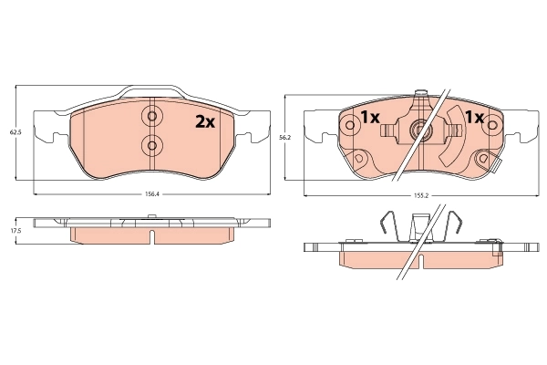 Kit de plaquettes de frein, frein à disque TRW GDB2383