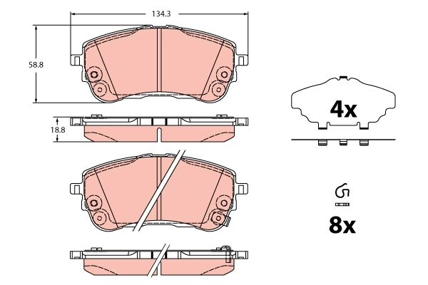 Kit de plaquettes de frein, frein à disque TRW GDB2345