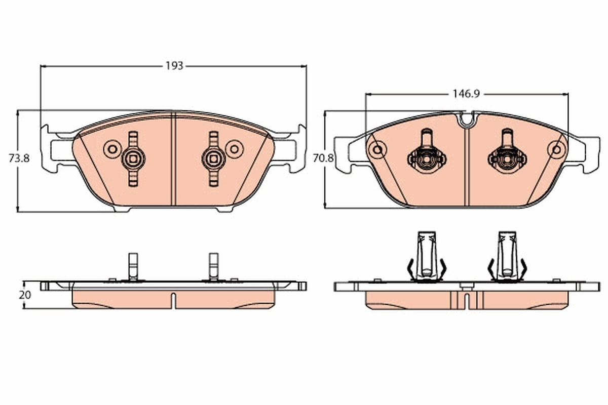 Kit de plaquettes de frein, frein à disque TRW GDB2113