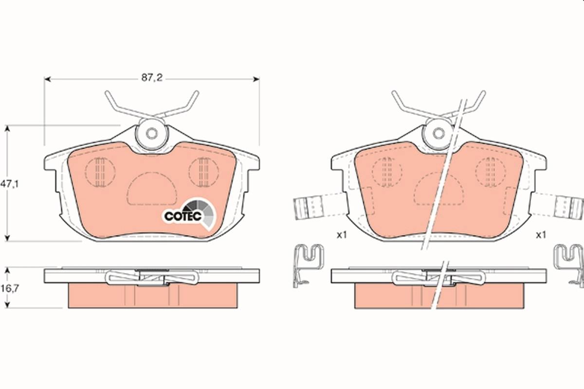 Kit de plaquettes de frein, frein à disque TRW GDB1314