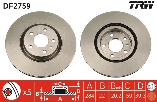Disque de frein TRW DF2759