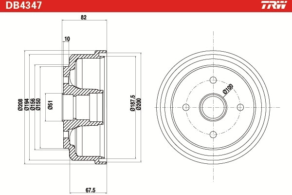 Tambour de frein TRW DB4347