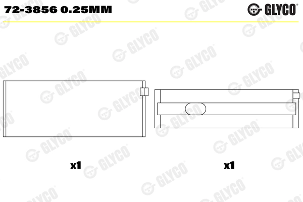 Coussinet de vilebrequin GLYCO 72-3856 0.25mm
