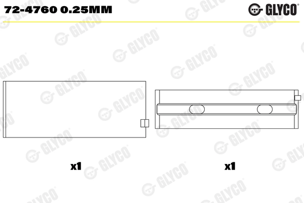 Coussinet de vilebrequin GLYCO 72-4760 0.25mm