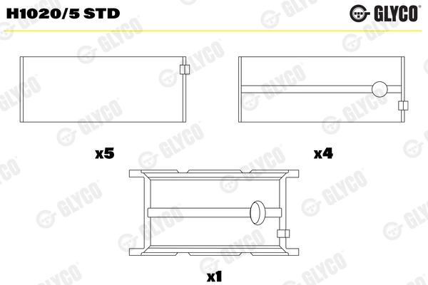 GLYCO H1020/5 STD — Вкладиші колінчастого вала