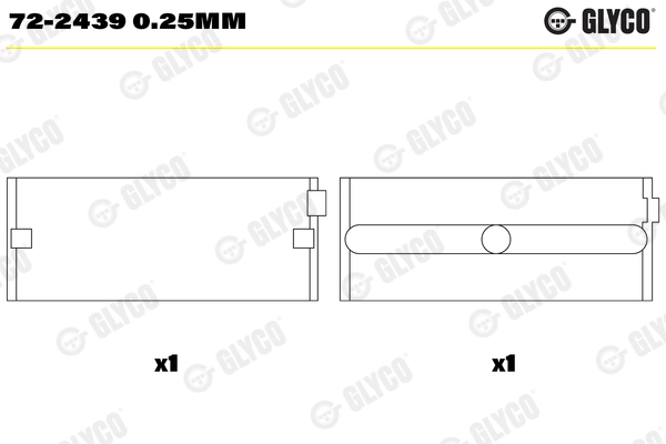 Coussinet de vilebrequin GLYCO 72-2439 0.25mm