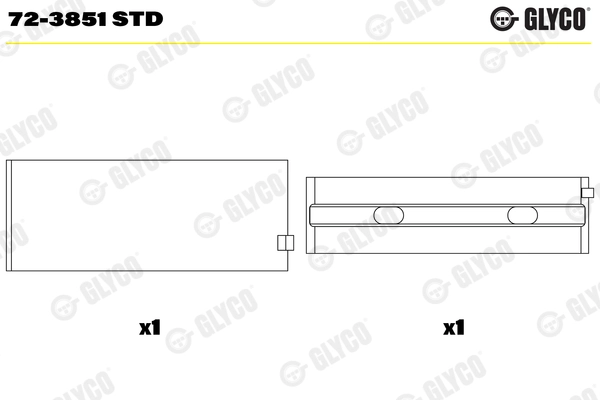 Coussinet de vilebrequin GLYCO 72-3851 STD
