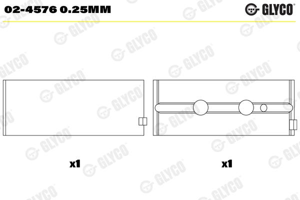 Coussinet de vilebrequin GLYCO 02-4576 0.25mm