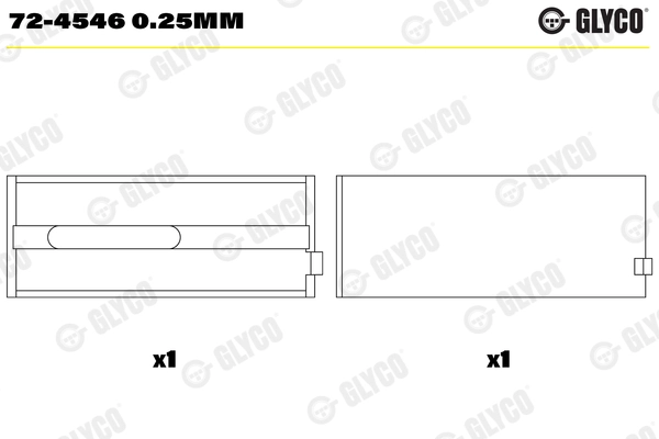 Coussinet de vilebrequin GLYCO 72-4546 0.25mm