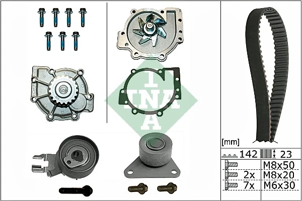 INA 530 0467 30 — Комплект зубчастого ременя з водяною помпою (Вир-во INA)
