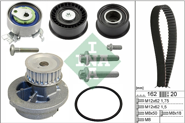 INA 530 0443 30 — Водяний насос + комплект зубчастого ременя OPEL ASTRA G 1.6 16V (F08, F48) (Вир-во INA)