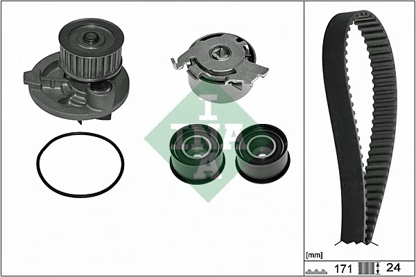 INA 530 0358 31 — Водяний насос + комплект зубчастого ременя CHEVROLET CAPTIVA (C100, C140), 06/06 - 2.4 (Вир-во INA)