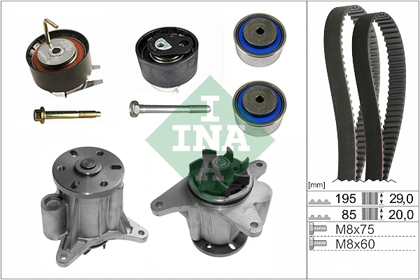 Pompe à eau + kit de courroie crantée Schaeffler INA 530 0764 31