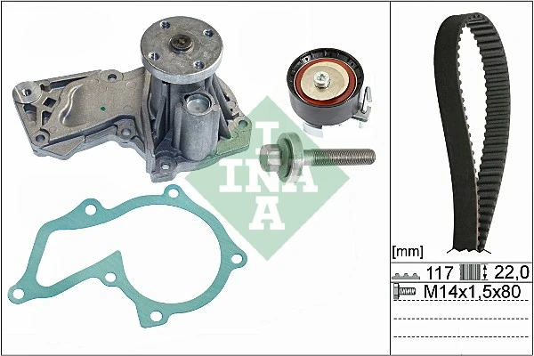 INA 530 0605 30 — Комплект ременя ГРМ з водяним насосом FORD 1.5/1.6 EcoBoost (Вир-во INA)