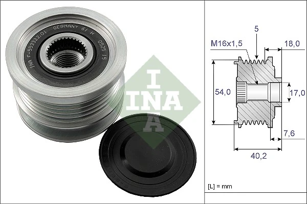 Poulie roue libre, alternateur Schaeffler INA 535 0143 10 1204484 13222933 55560 Vue produit 2