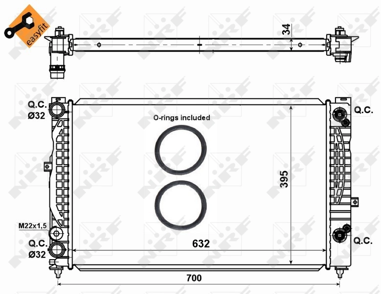 Radiateur, refroidissement du moteur NRF 529504