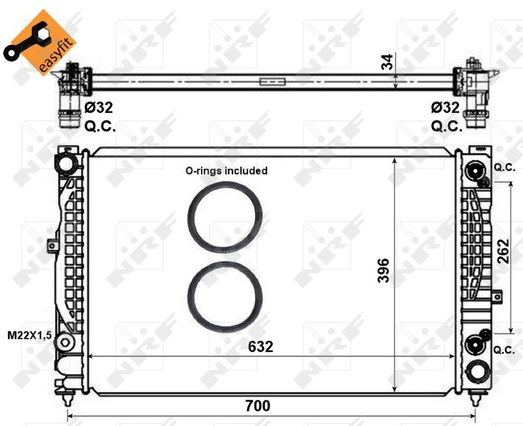 Radiateur, refroidissement du moteur NRF 519504
