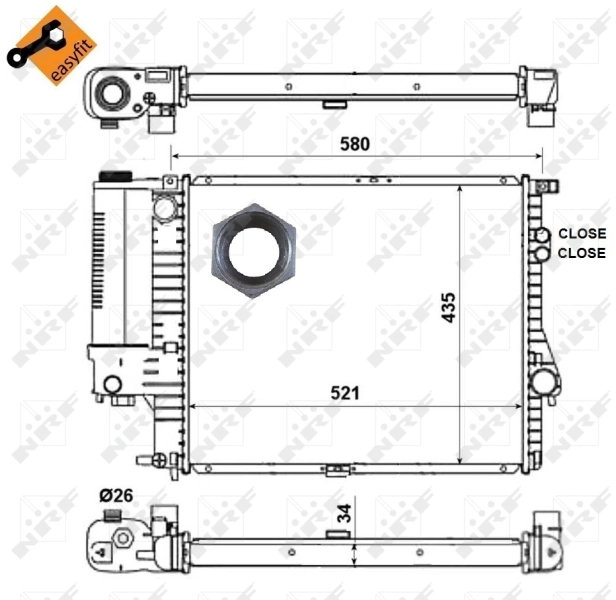 Radiateur, refroidissement du moteur NRF 58247