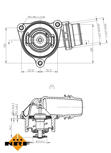 Thermostat, liquide de refroidissement NRF 725222