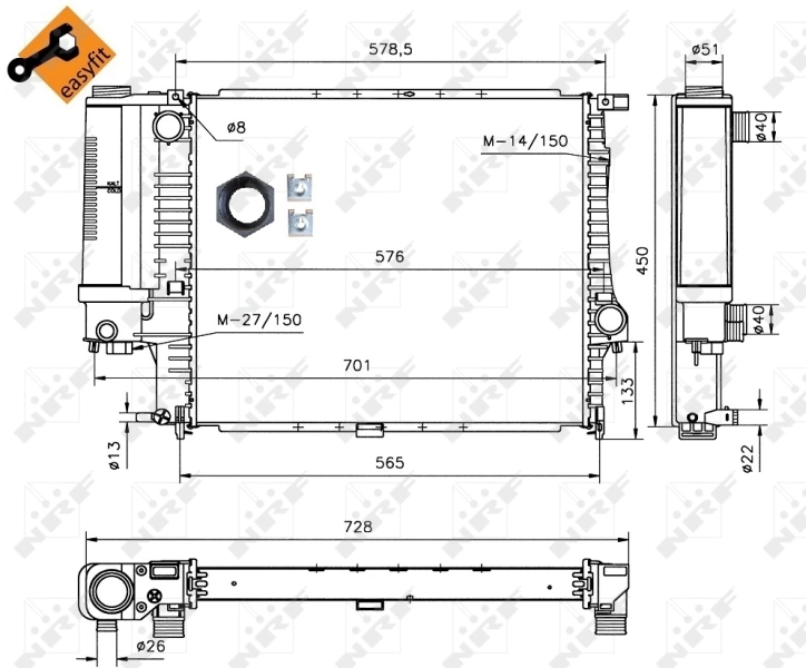 Radiateur, refroidissement du moteur NRF 53852