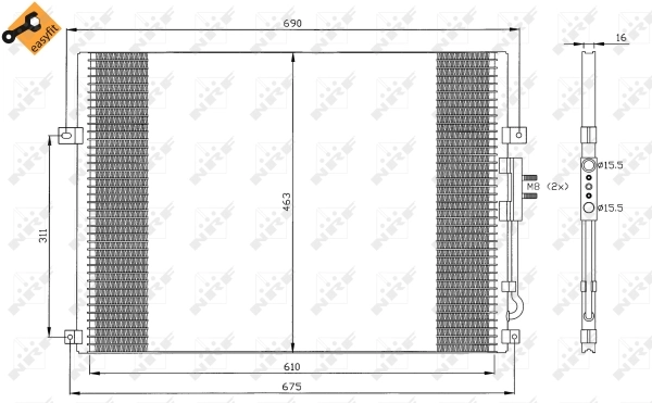 NRF 35275 — Конденсатор кондиціонера JEEP Grand Cherokee 2.7D 99- (вир-во NRF)