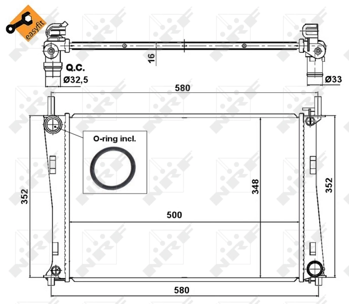 Radiateur, refroidissement du moteur NRF 58274