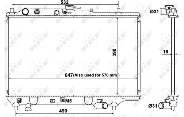 Radiateur, refroidissement du moteur NRF 516511