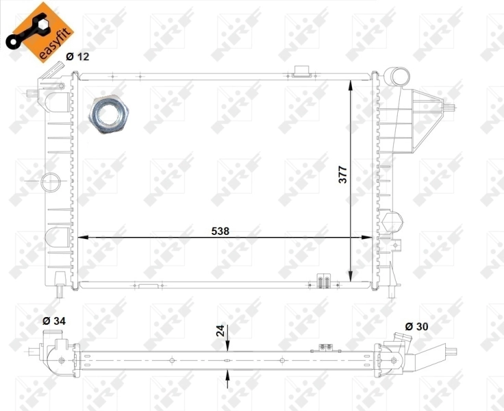 Radiateur, refroidissement du moteur NRF 503508