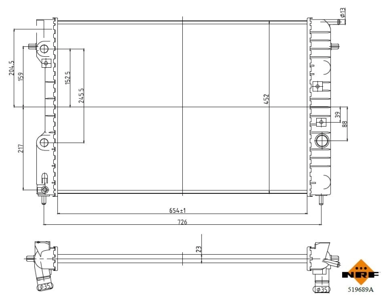 Radiateur, refroidissement du moteur NRF 519689A