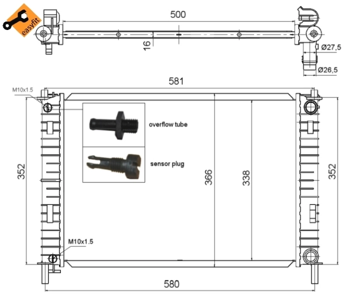 Radiateur, refroidissement du moteur NRF 58276
